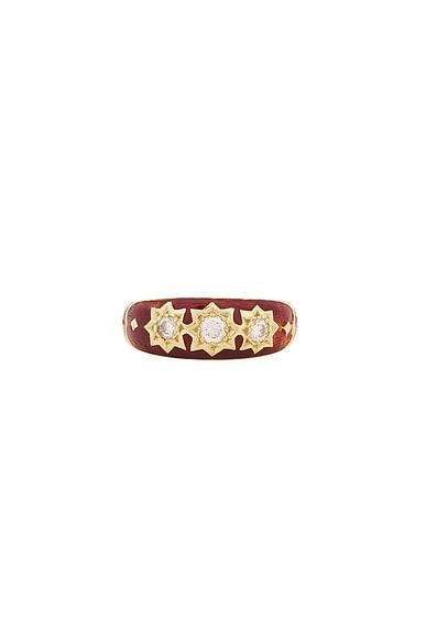 Vintage Diamond Enamel Starburst Trilogy Ring