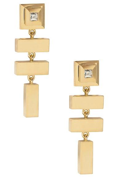 Scattered Gold Bar & Carre Diamond Staircase Earrings