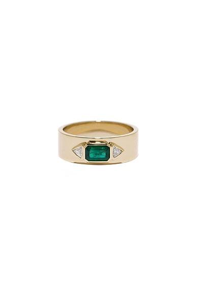 Emerald NESW Diamond Ring