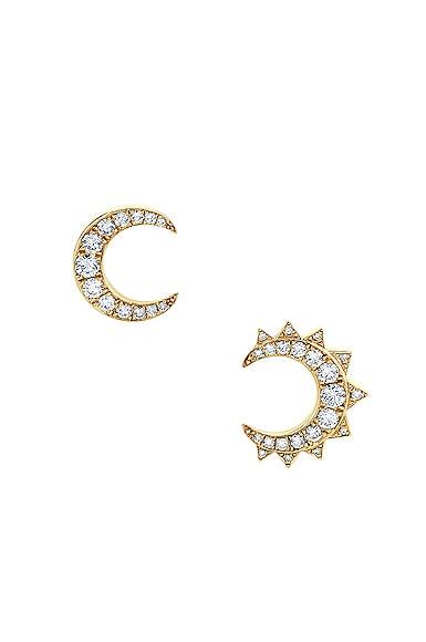 Baby Unity Pave Sun & Moon Stud Earrings