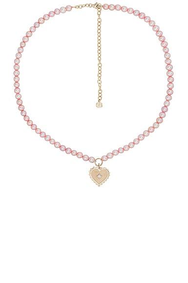 Scallop Heart Charm Beaded Choker